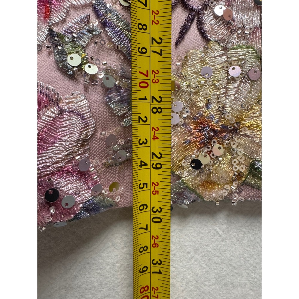 Oh Polly Floral Embroidered Sequin Corset Mini Dress & Pleated Maxi Skirt size 4 - Picture 7 of 10